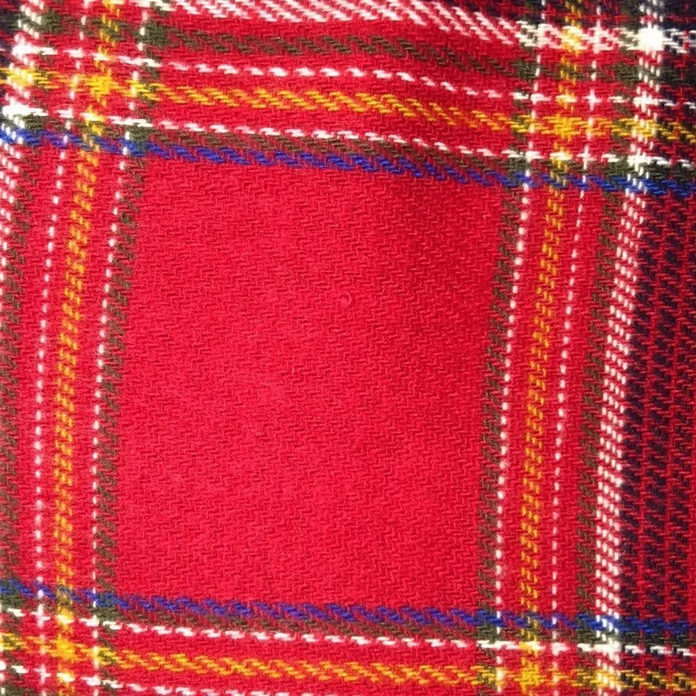 Unisex Red Multicolored Plaid Tasseled Scarf